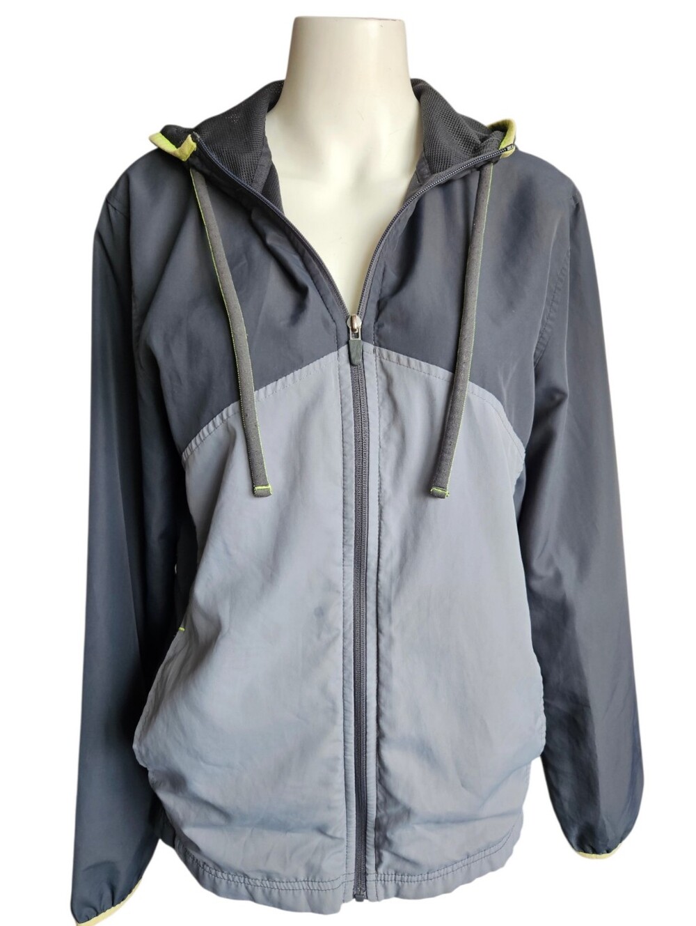 Vintage Starter Windbreaker Jacket Men's Small 34-36 Gray Colorblock Hooded 90s
